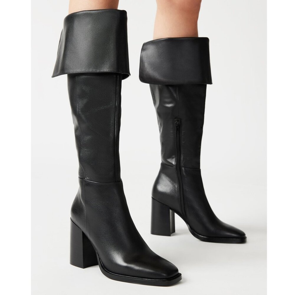 Steve Madden "Sierra" Black Leather Knee High Boots U.S. Size 8M